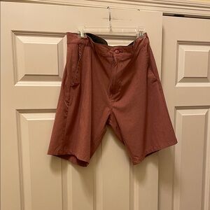 Burnside Men's Brick Red Flat Front Shorts